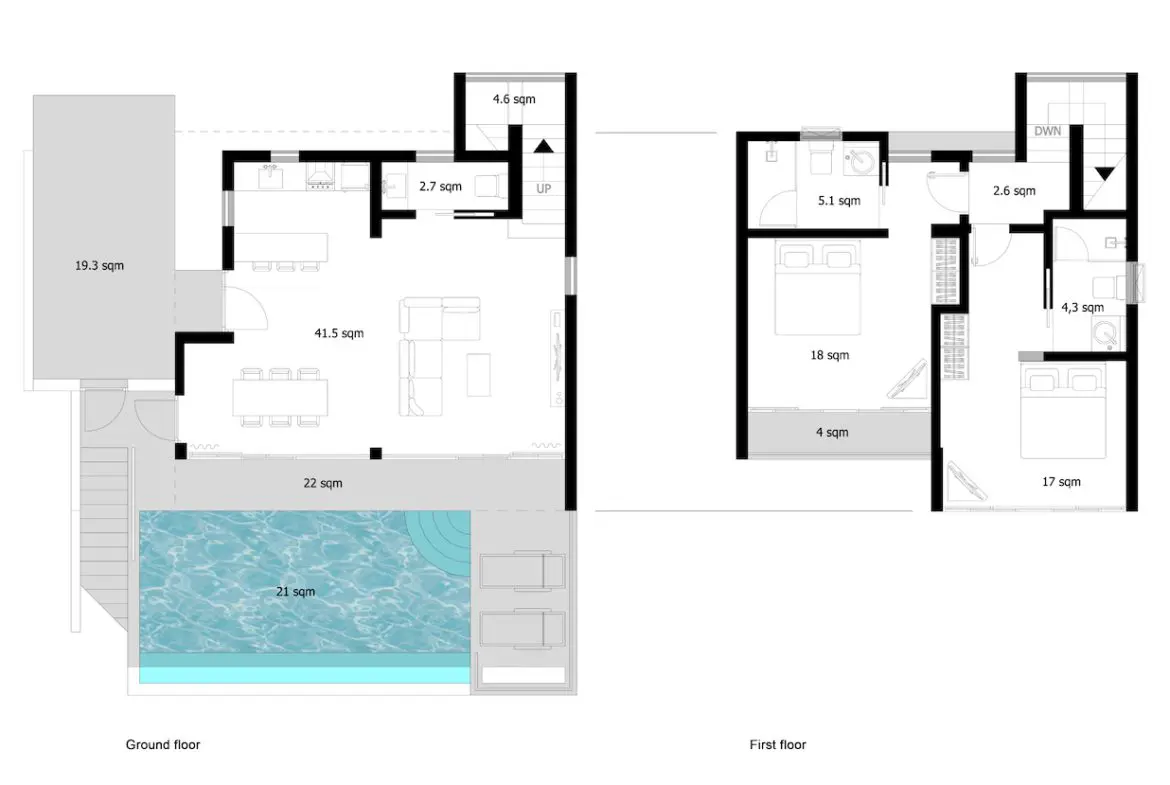 Modern Style Pool Villas Ko Samui Villa Floor Plan