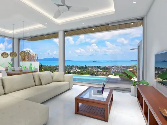 Modern Style Pool Villas Ko Samui Living Area View
