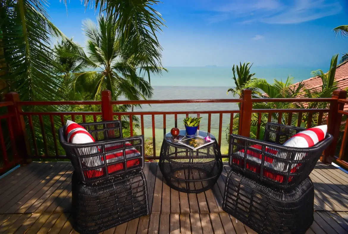 Napasai Beachfront Villa For Sale Bedroom Balcony
