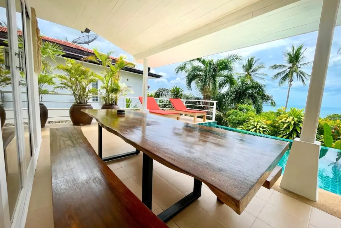 Sea View Pool Villa For Sale Chaweng Noi Outdoor Dining