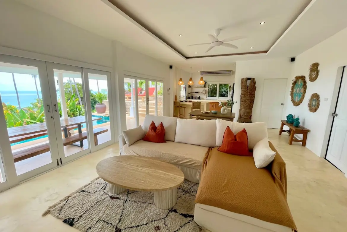 Sea View Pool Villa For Sale Chaweng Noi Living Area