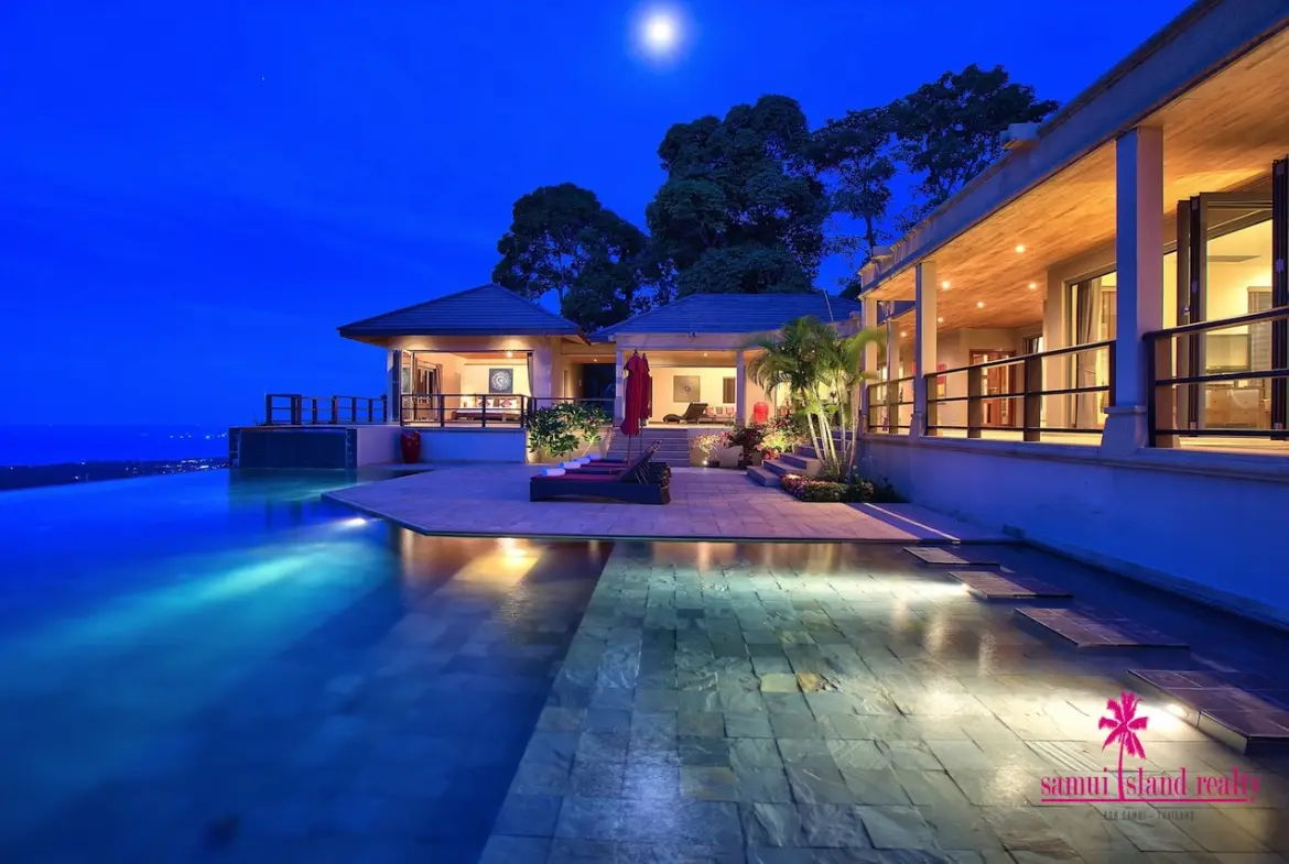 Villa Baan Faa Sai For Sale Koh Samui Pool Night