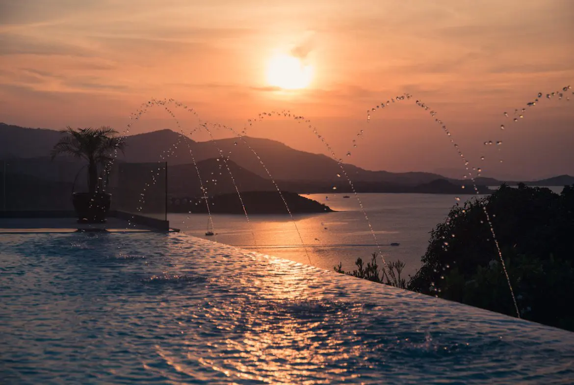 Villa Hill Top For Sale Ko Samui Pool At Sunset