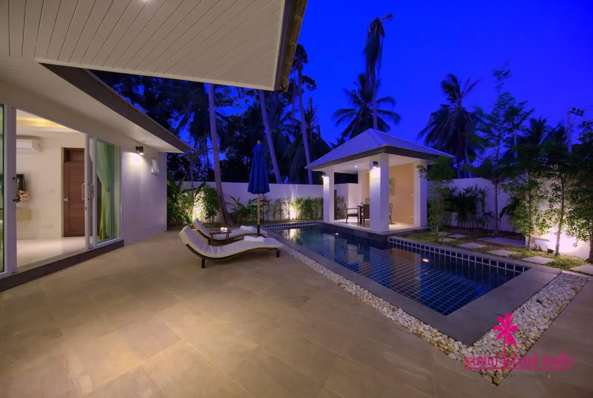 Lipa Noi Beachside Villa For Sale Koh Samui Terrace At Night
