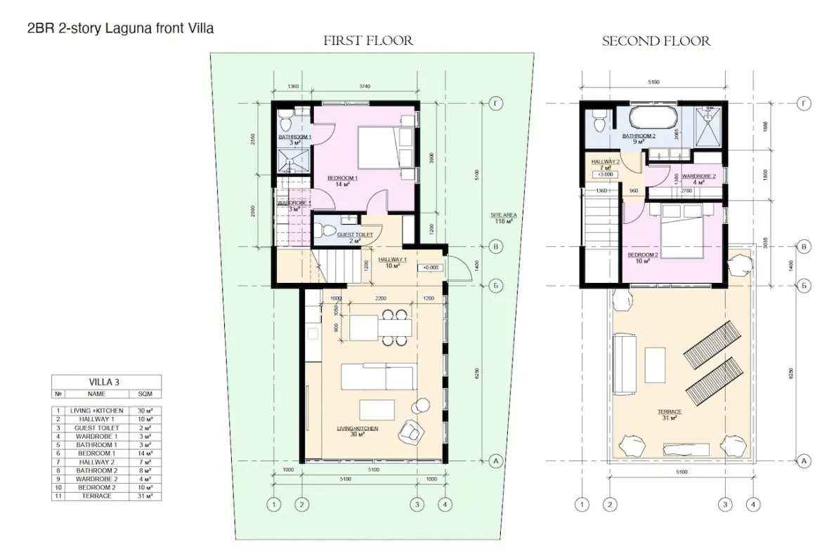 2-Bed Laguna Villas Floor Plan