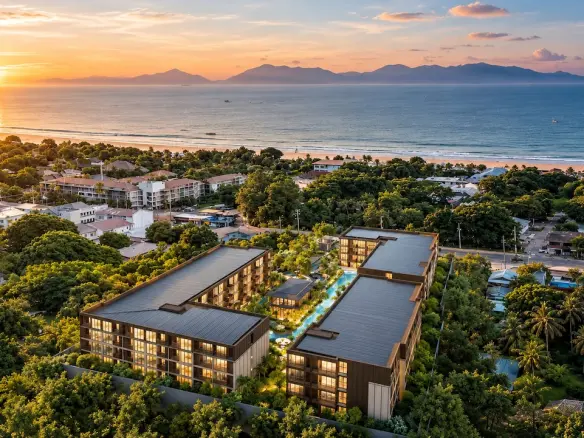 The Astra Samui One-Bedroom Apartments Aerial Render