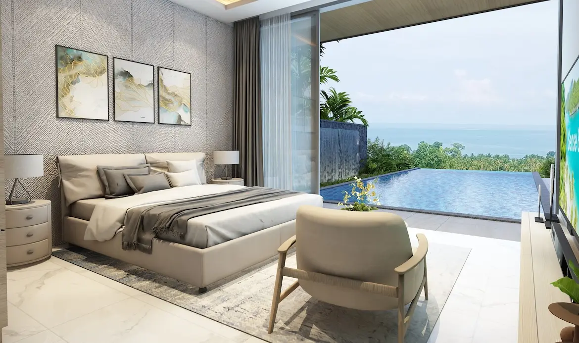 Koh Samui 5-Bedroom Sea View Villas Guest Bed