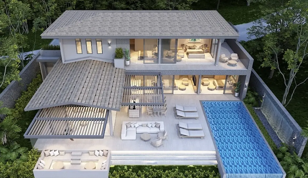 Koh Samui 5-Bedroom Sea View Villas Aerial Render