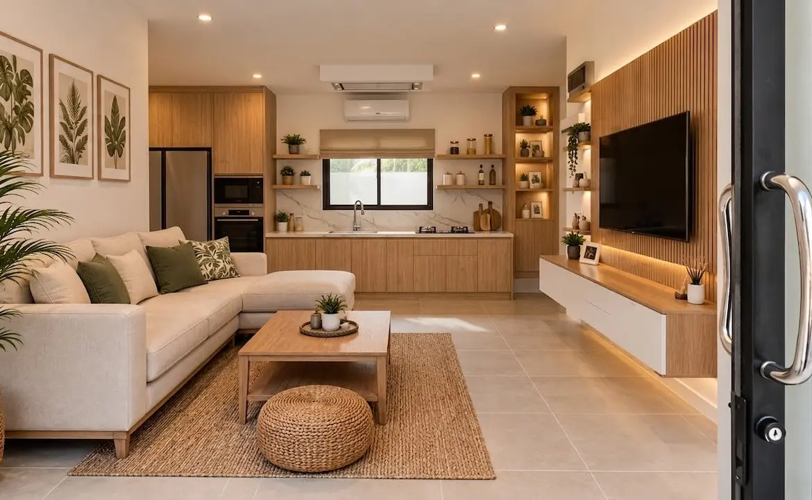 Modern 2 Bedroom Maenam Villa Living Area