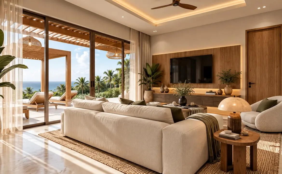 Palm Sea View Villas Living Area