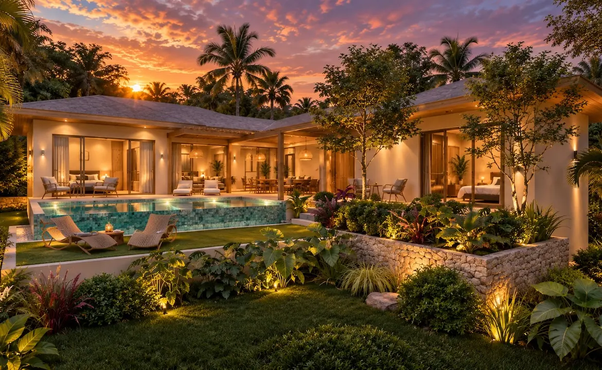 Palm Sea View Villas Exterior Night