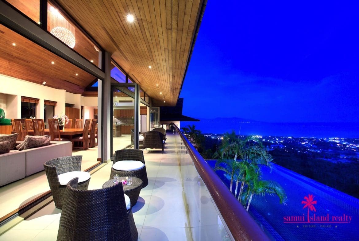 Villa Grand Vista For Rent Koh Samui Balcony At Night