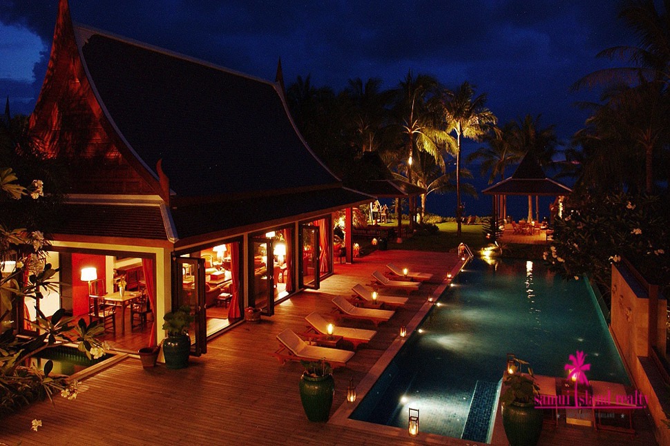 Baan Rattana Thep Beachfront Villa Samui Night