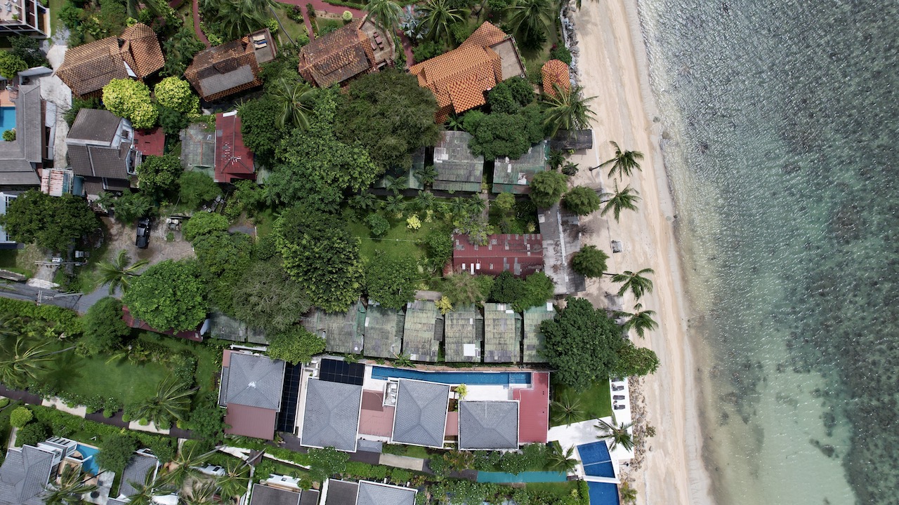 Beachfront Land For Sale In Ko Samui Aerial Front