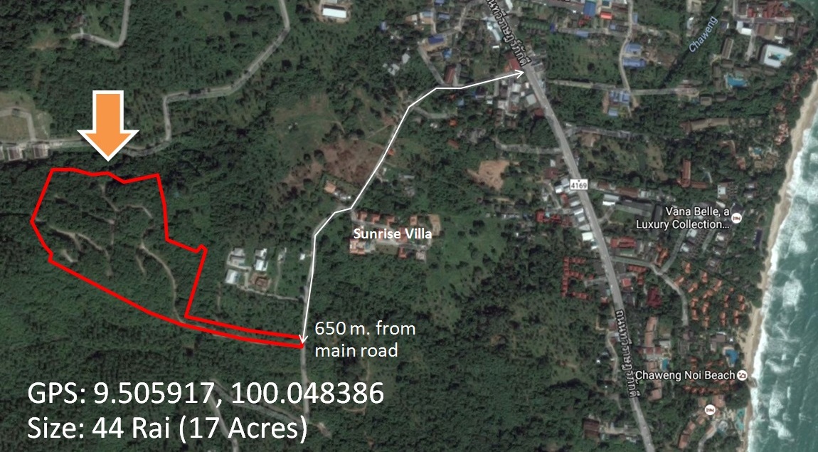 Chaweng Sea View Development Land For Sale Land Location