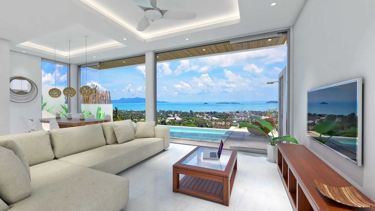 Modern Style Pool Villas Ko Samui Modern Style Pool Villas Ko Samui Living Area View