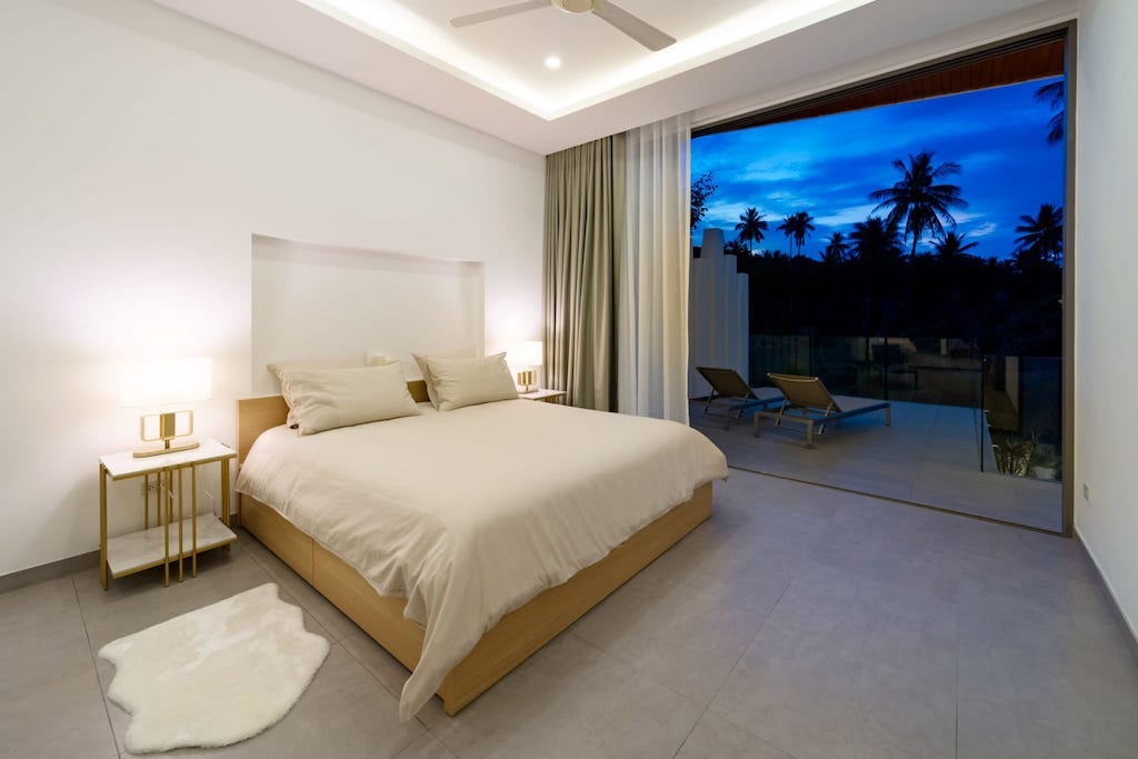 Newly Completed Bophut Villa Bedroom at Night
