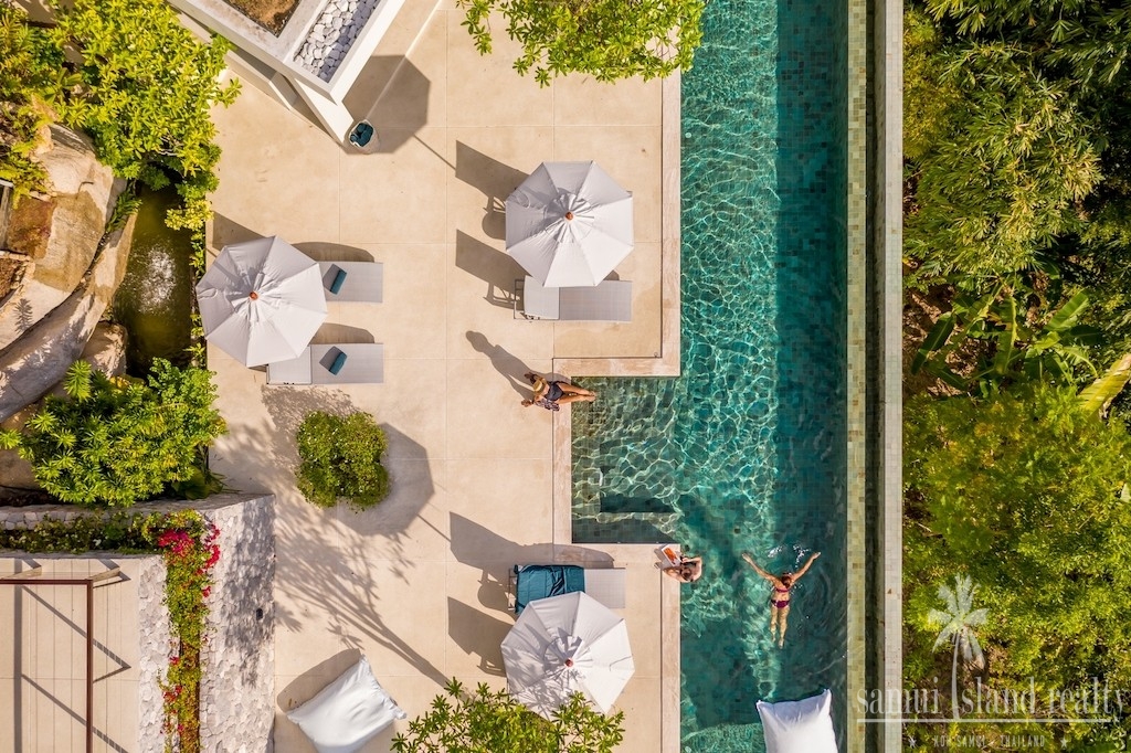 Oriental Luxury Sea View Villa Ko Samui Pool Aerial