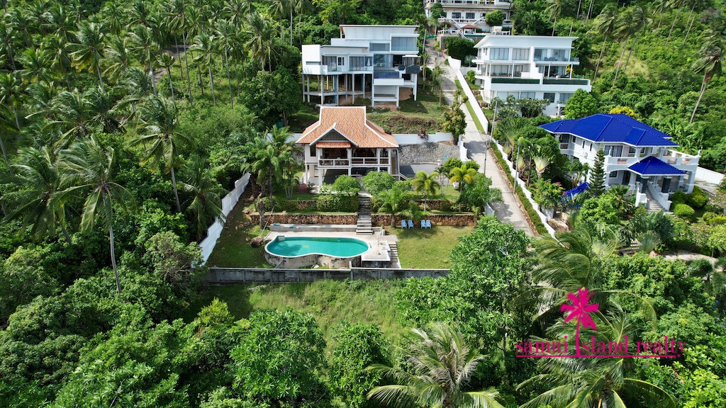 Thai Style Villa With Sea View For Sale Aerial Front