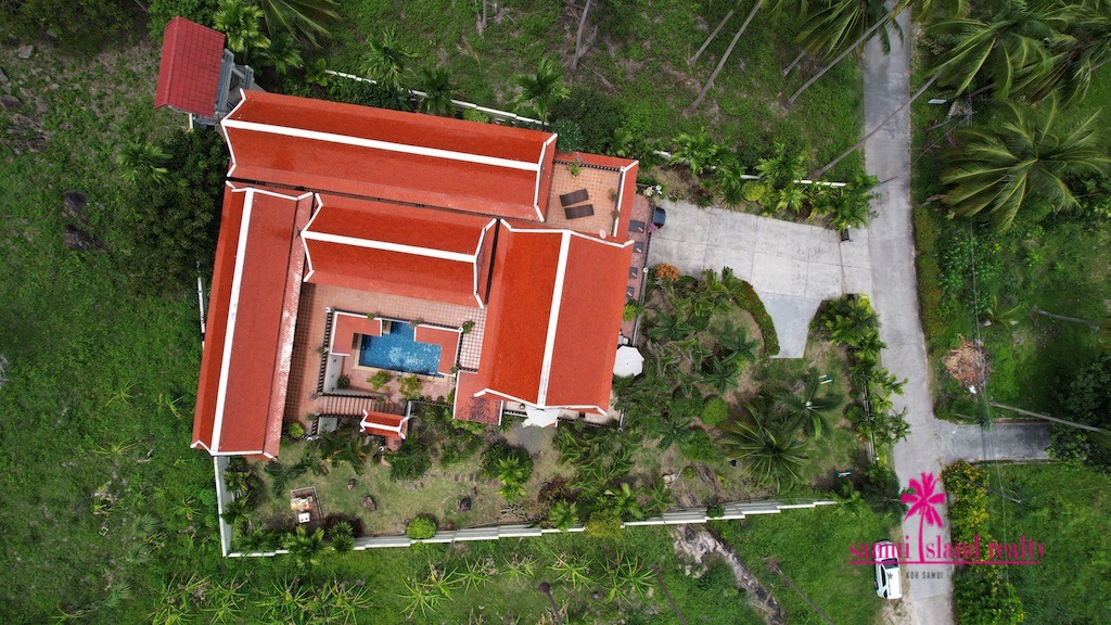 Traditional Thai Style Villa Aerial Above