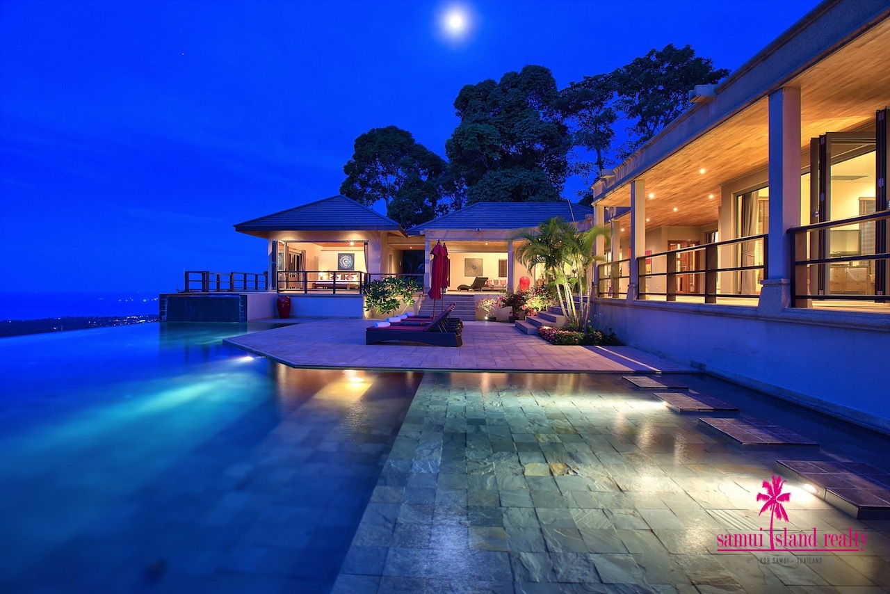 Villa Baan Faa Sai For Sale Koh Samui Pool Night
