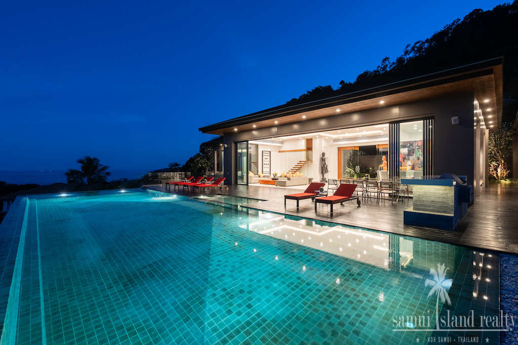 Villa Michael For Sale Koh Samui Exterior Pool Night
