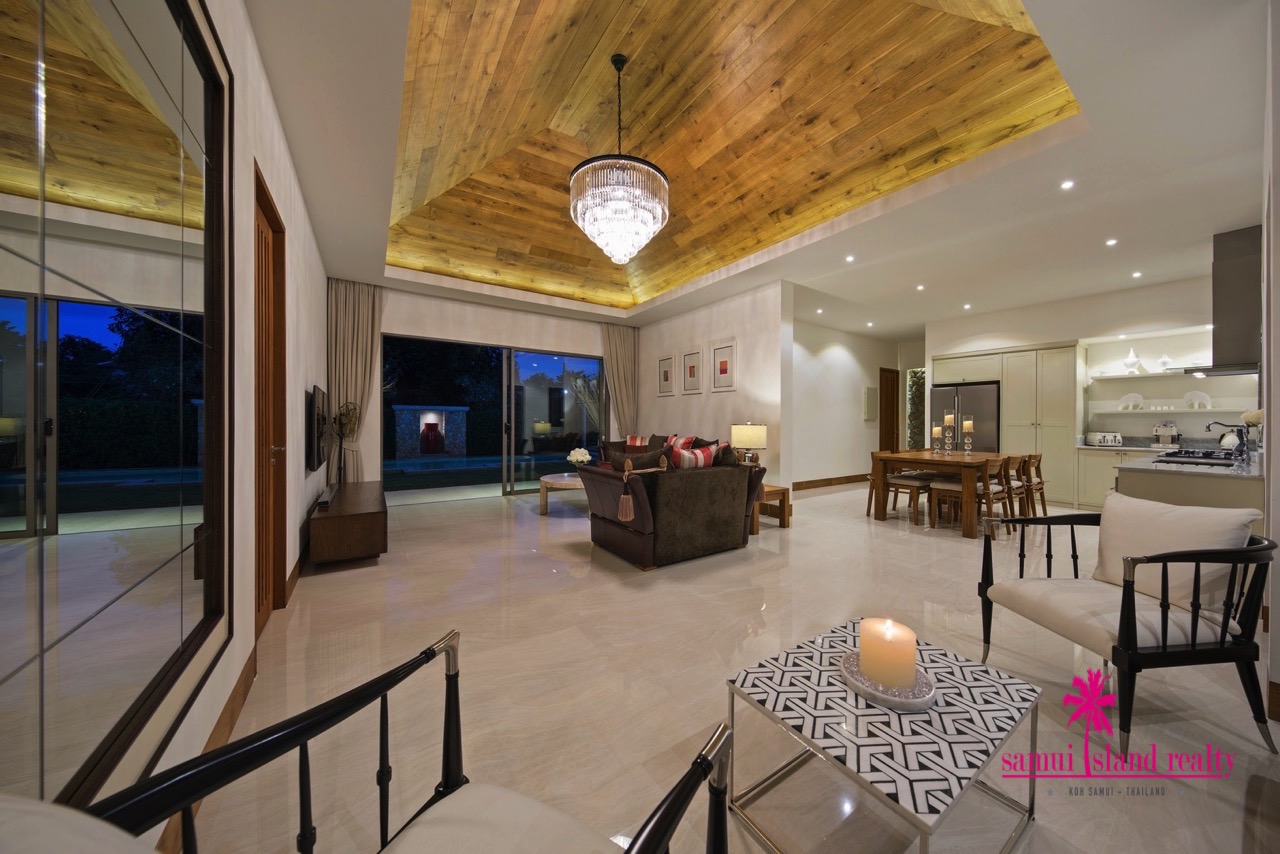 Contemporary Private Pool Villa For Sale Koh Samui Living Area At Night