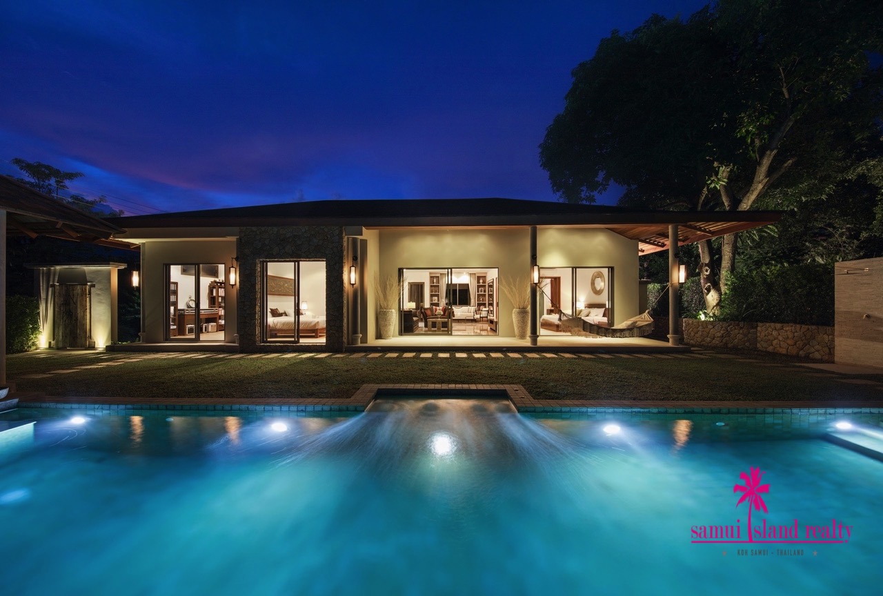 Contemporary Private Pool Villa For Sale Koh Samui Villa Outside At Night