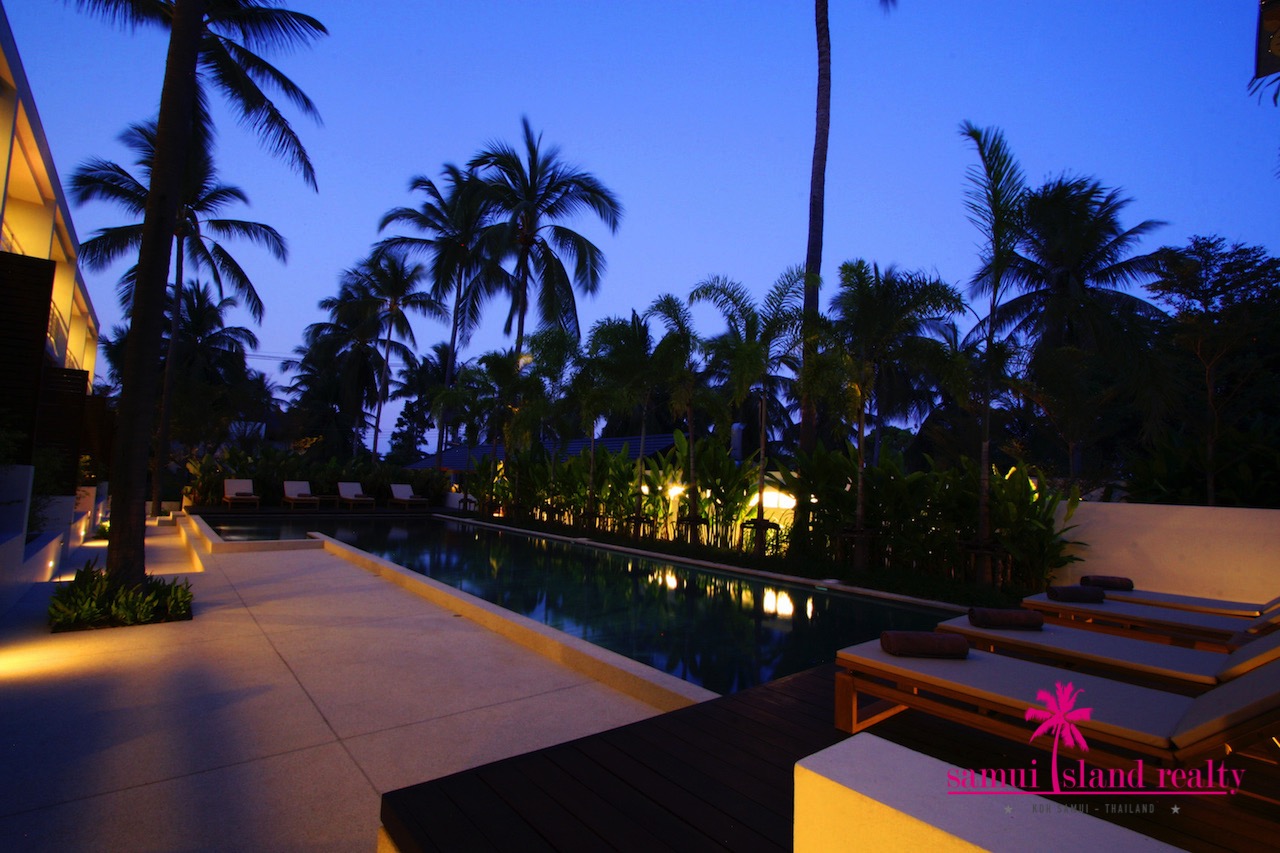 Koh Samui Freehold Apartment For Sale Terrace At Night