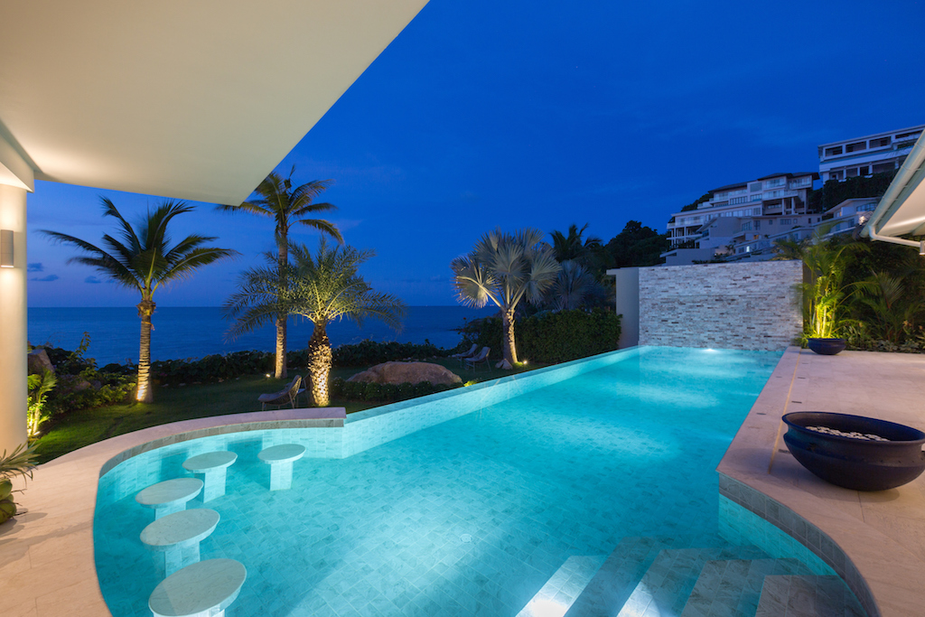 Luxury Beachfront Real Estate Ko Samui Pool At Night