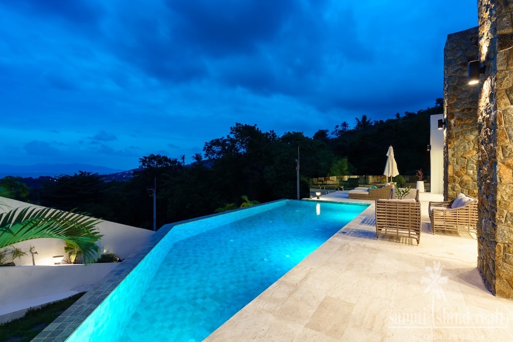 Koh Samui Contemporary Villa Pool At Night
