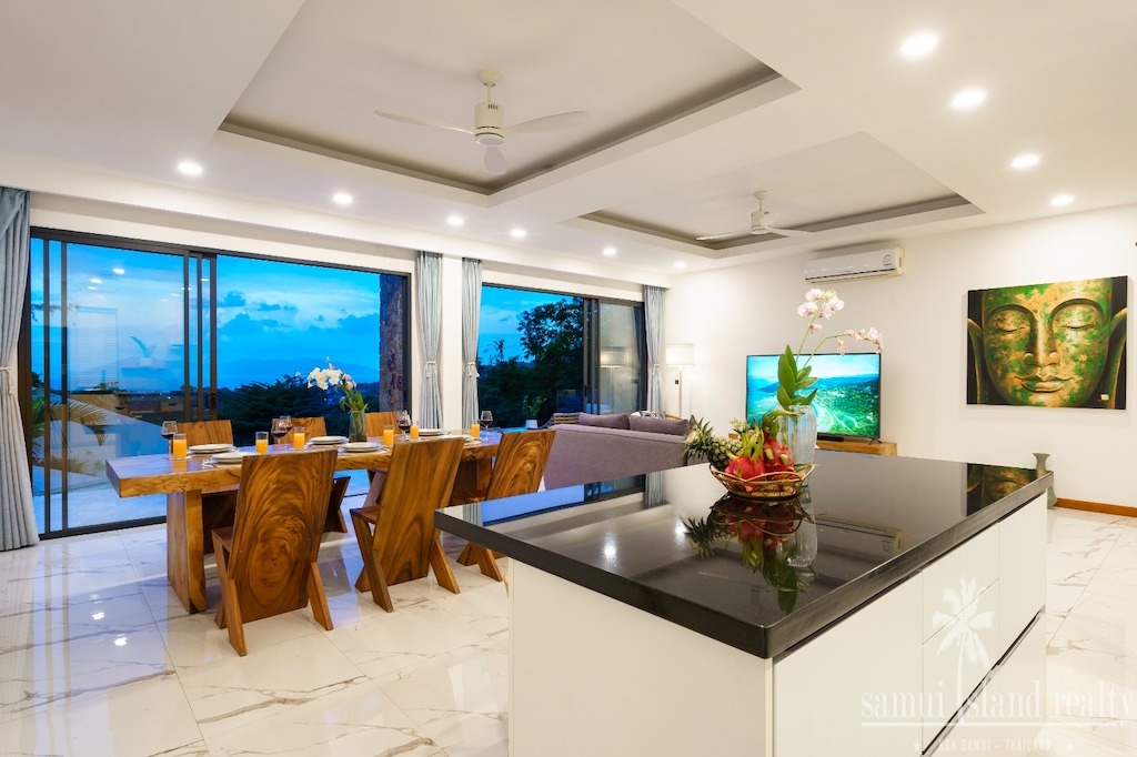Koh Samui Contemporary Villa Living Area Night