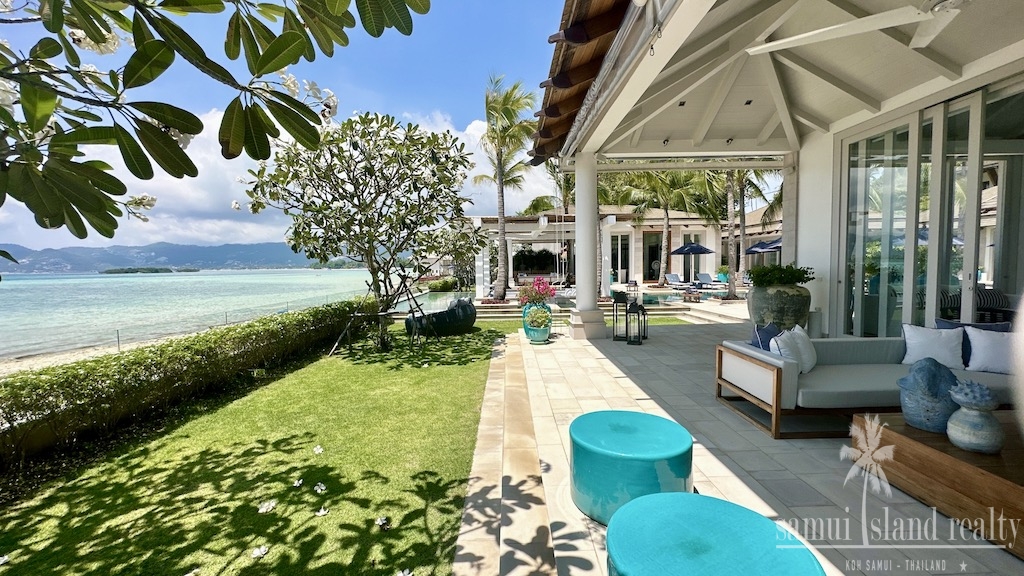 Luxury Beachfront Property Koh Samui Bedroom Lawn