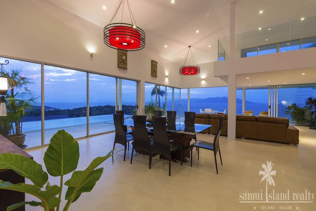Sea View Samui Property For Sale Living Area At Night