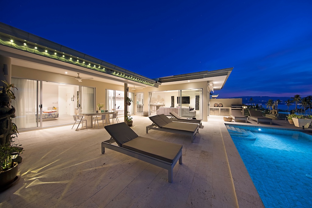 Samui Bayside Villa For Sale Terrace Night