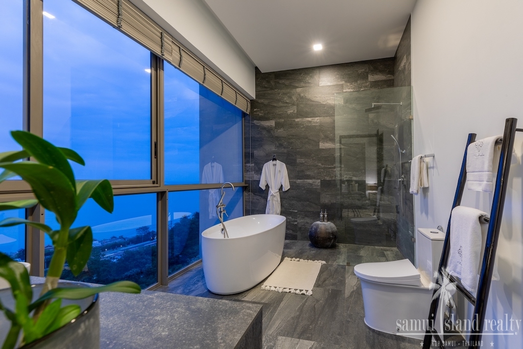 Koh Samui Seaview villa for sale bathroom night