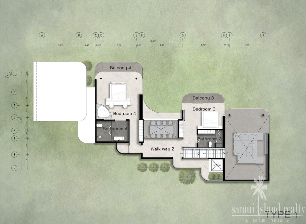 Koh Samui Sea View Villa Bophut 2nd Floor Plan