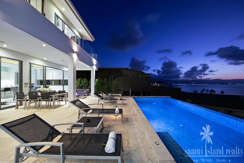 Sunset View Property For Sale In Koh Samui Pool At Night