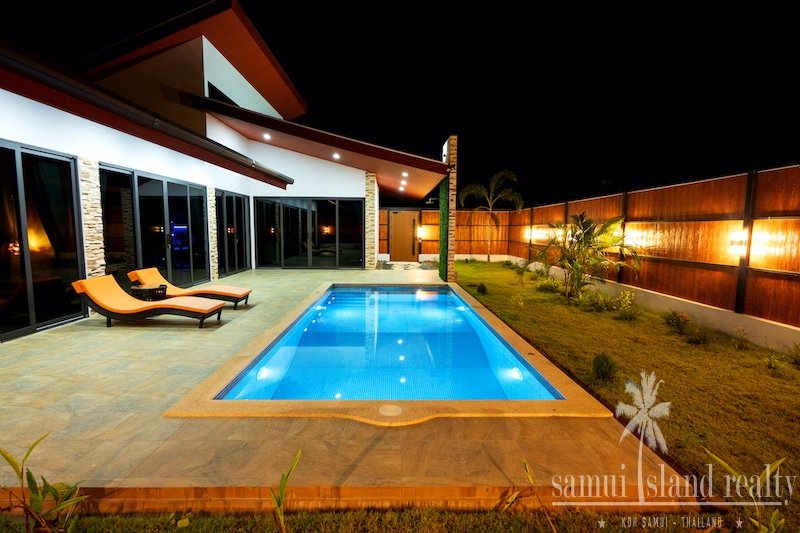 Villas For Sale In Samui, Pool At Night