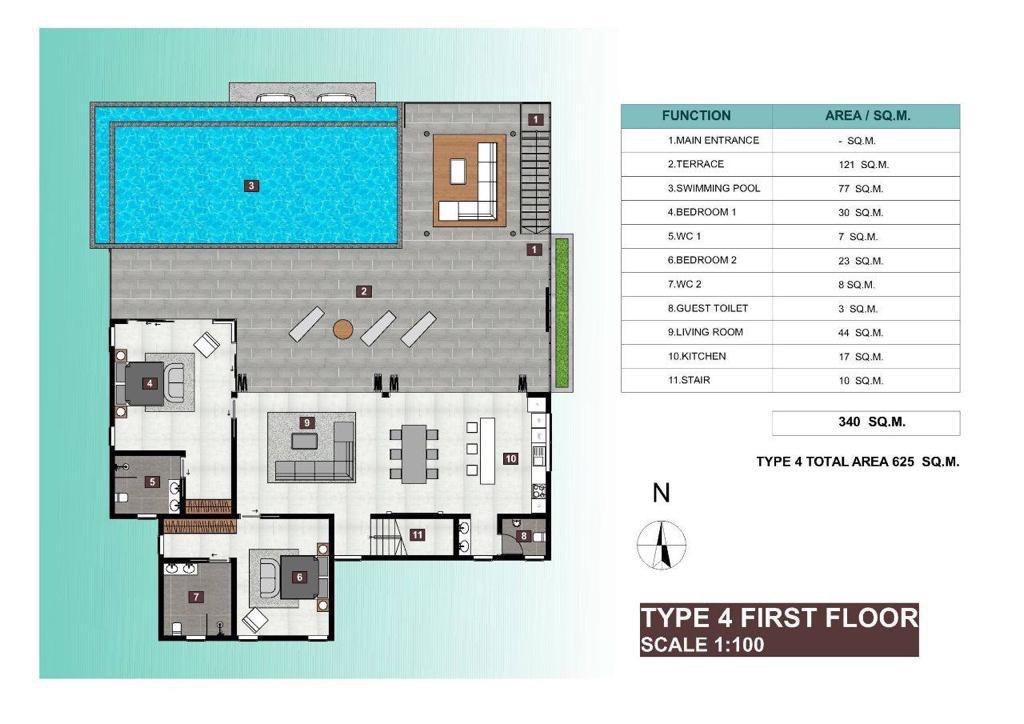 Bophut Villa For Sale 1st Floor Plan