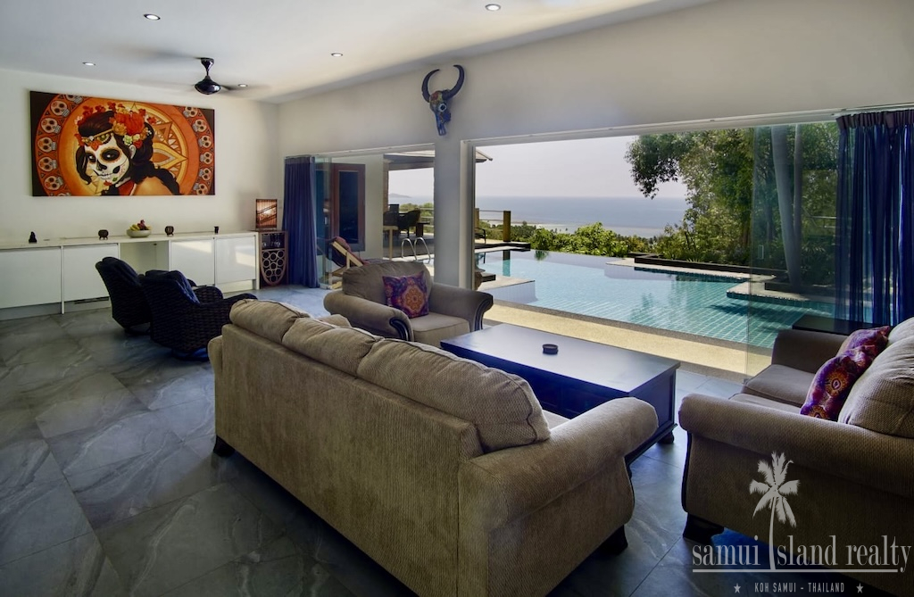 Koh Samui 4-Bedroom Sea View Villa Living Area