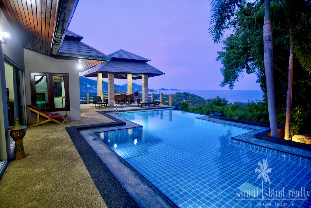Koh Samui 4-Bedroom Sea View Villa Exterior Night