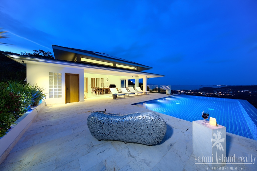 Bophut Ocean View Property Terrace At Night