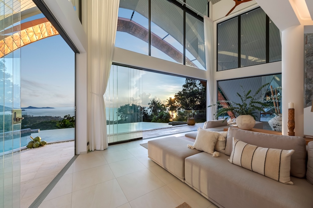 Luxury Sea View Villa For Sale In Laem Set Koh Samui Living Area