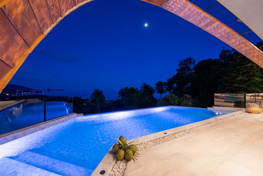 Luxury Sea View Villa For Sale in Laem Set Koh Samui Night