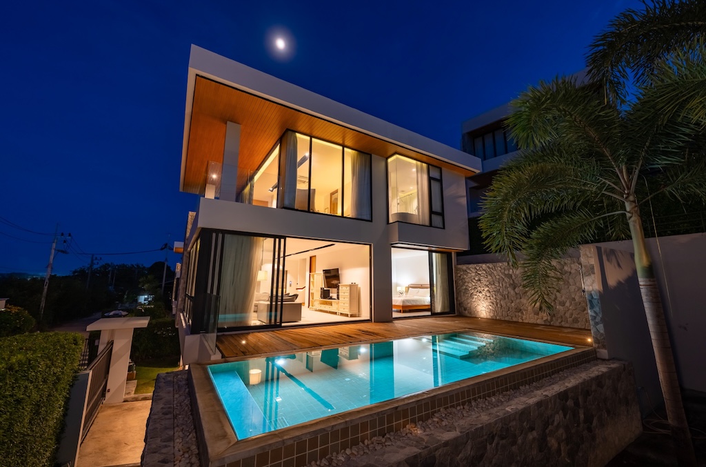 Koh Samui Villa For Sale At The Bay Exterior Night