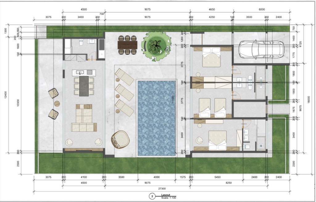 Valentine Village Three Bedroom Pool Villas Floor Plan