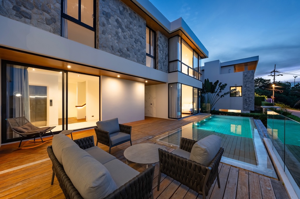 4-Bed Villa For Sale At The Bay Ko Samui Terrace Night