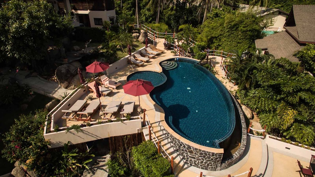 Koh Phangan Sea View Resort For Sale Aerial Pool