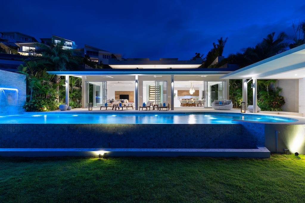 Villa Blue Amber Night Exterior
